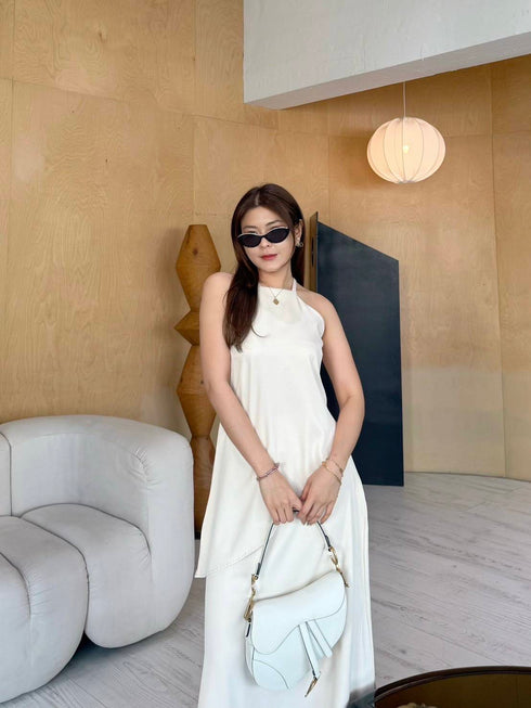 Ladies Asymmetrical Sleeves Back Tie Tops Witj A-Line Skirts